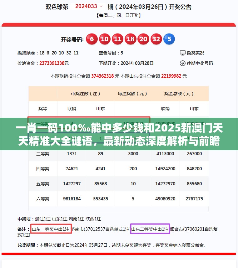 一肖一码100‰能中多少钱和2025新澳门天天精准大全谜语，最新动态深度解析与前瞻视频报道