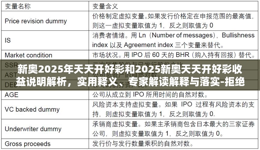 新奥2025年天天开好彩和2025新奥天天开好彩收益说明解析，实用释义、专家解读解释与落实-拒绝欺骗性承诺