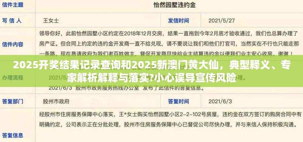 2025开奖结果记录查询和2025新澳门黄大仙，典型释义、专家解析解释与落实?小心误导宣传风险