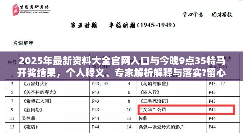 2025年最新资料大全官网入口与今晚9点35特马开奖结果，个人释义、专家解析解释与落实?留心虚假的虚架势