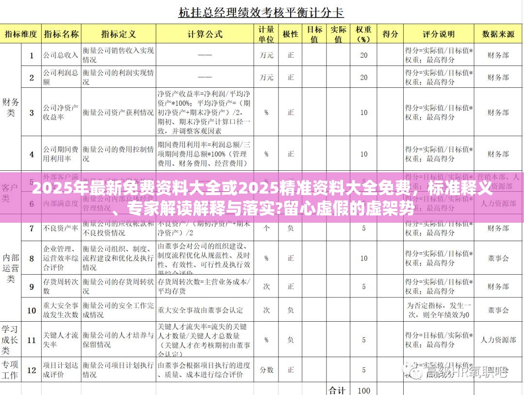 2025年最新免费资料大全或2025精准资料大全免费，标准释义、专家解读解释与落实?留心虚假的虚架势