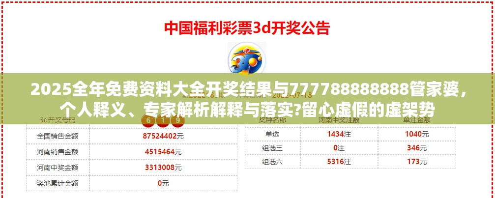 2025全年免费资料大全开奖结果与777788888888管家婆，个人释义、专家解析解释与落实?留心虚假的虚架势