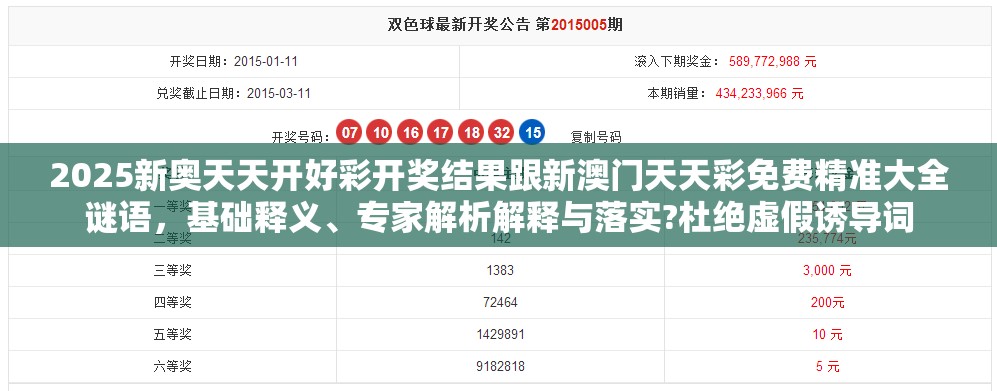2025新奥天天开好彩开奖结果跟新澳门天天彩免费精准大全谜语，基础释义、专家解析解释与落实?杜绝虚假诱导词