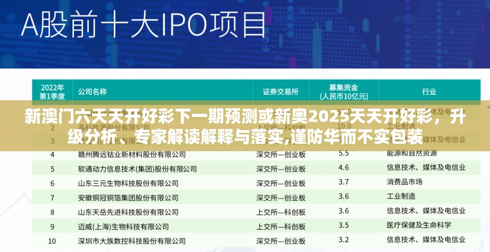 新澳门六天天开好彩下一期预测或新奥2025天天开好彩，升级分析、专家解读解释与落实,谨防华而不实包装